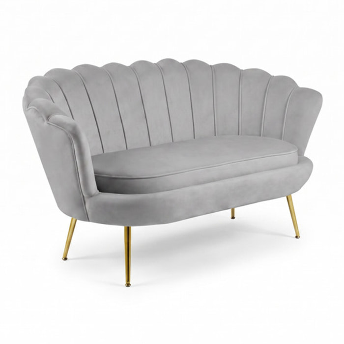 Divano 2 Posti in Velluto con Schienale a Ventaglio, Seduta Imbottita dallo Stile Elegante per Soggiorno, Studio e Camera da Letto