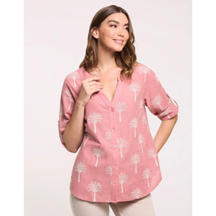 Camisa Estampado Bordado Rosa - Australis