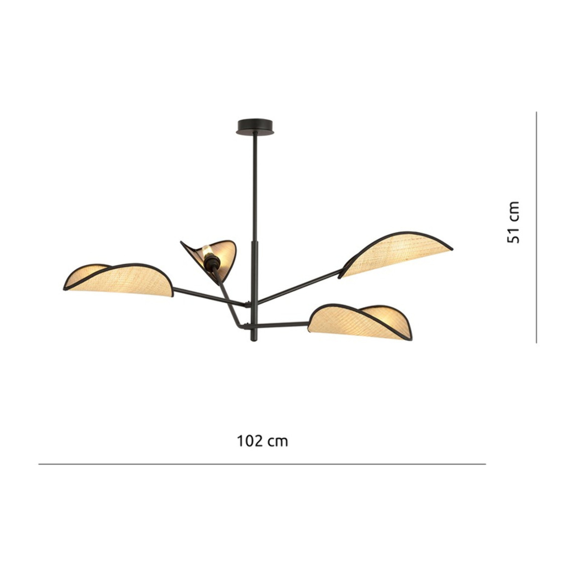 Lampada a sospensione Vene in acciaio nero e rattan