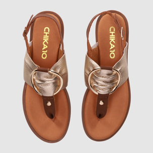 Sandalias de Piel - Platino - Tacón: 1 cm
