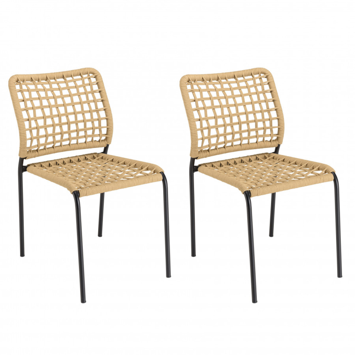 VIANNEY - Lot de 2 chaises de jardin en cordage tressé beige