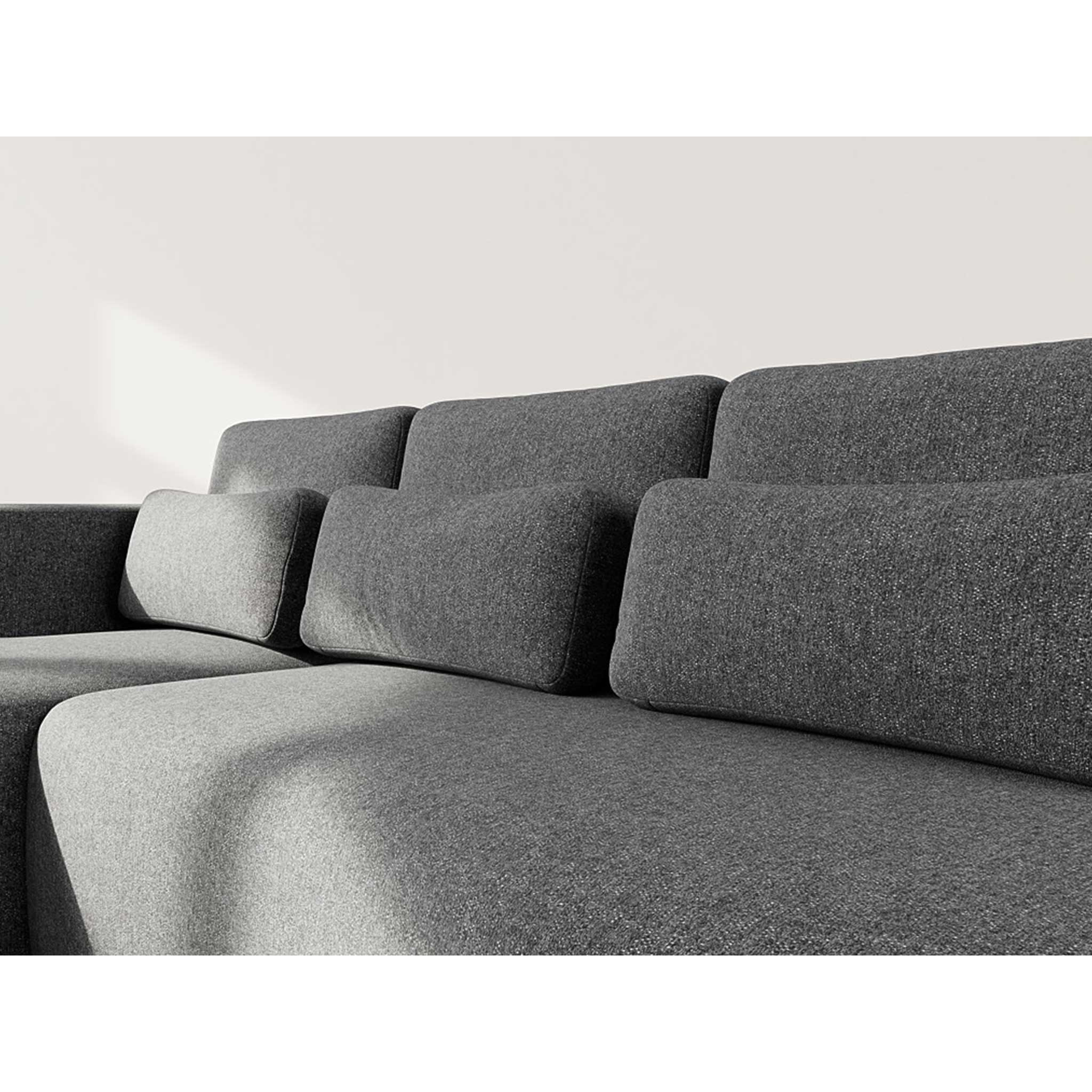 Mahina - canapé d'angle gauche 4 places convertible avec coffre en tissu texturé - Gris Anthracite