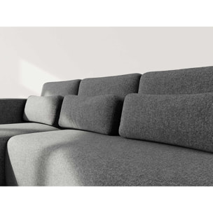 Mahina - canapé d'angle gauche 4 places convertible avec coffre en tissu texturé - Gris Anthracite