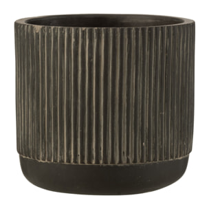 J-Line cache-pot Lignes - céramique - noir/marron - medium - 2 pièces - Ø 14 cm