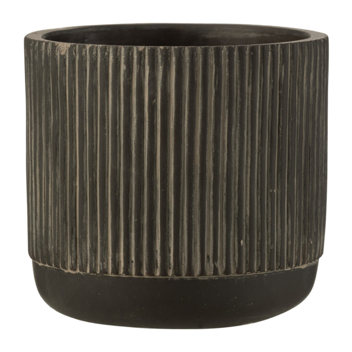 J-Line cache-pot Lignes - céramique - noir/marron - medium - 2 pièces - Ø 14 cm
