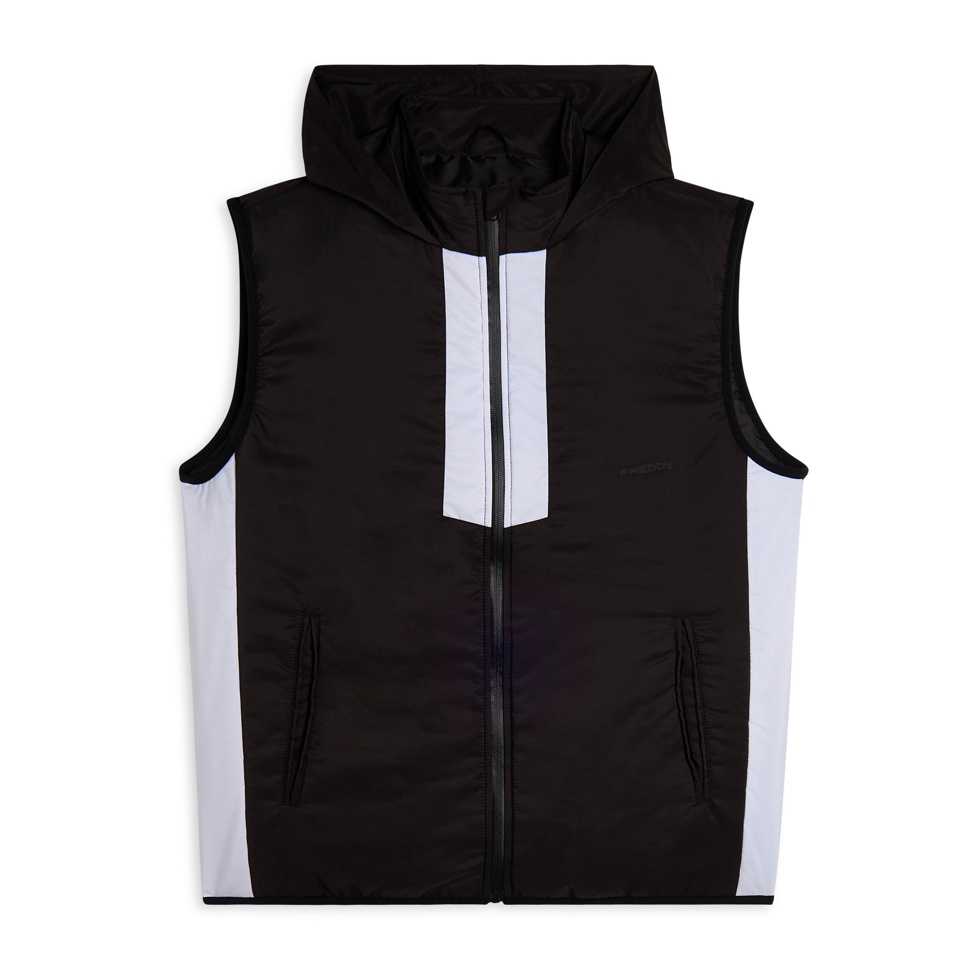 Gilet imbottito con cappuccio e zip