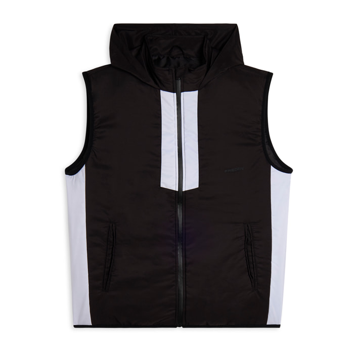 Gilet imbottito con cappuccio e zip