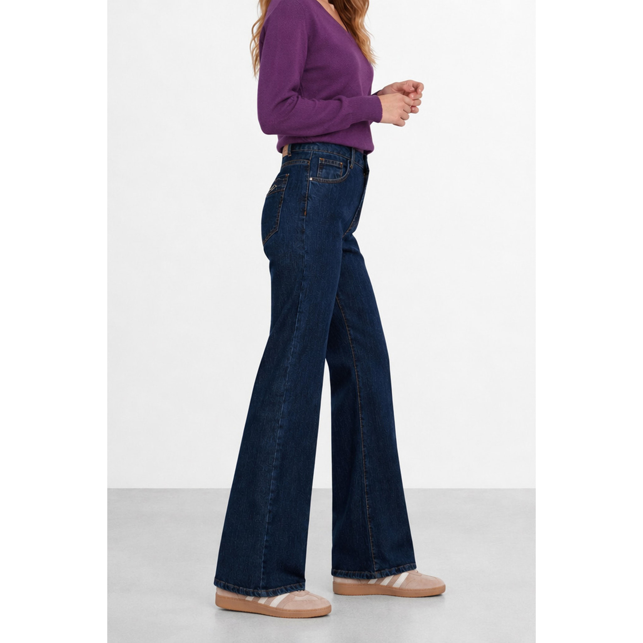 Kocca - Pantaloni in denim a vita alta con catene Donna