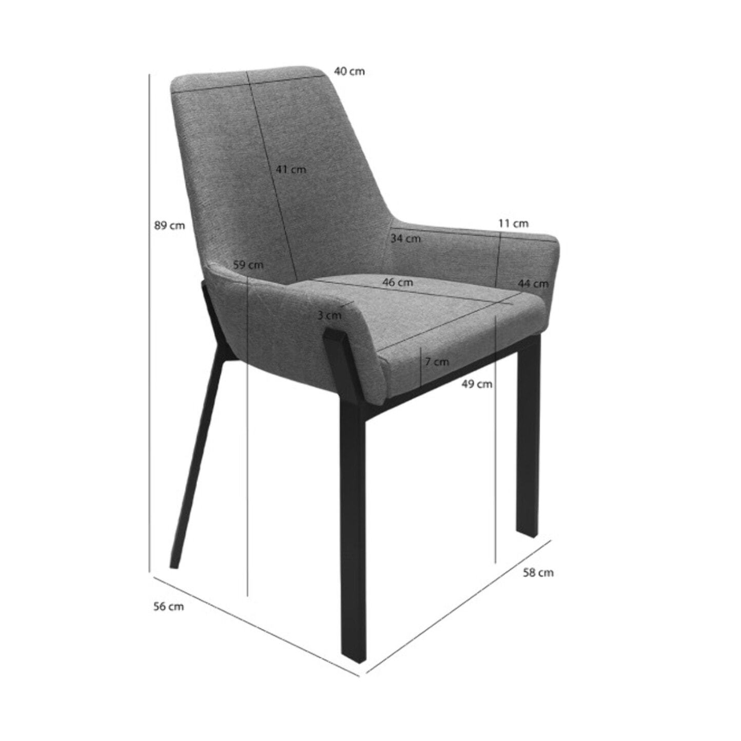 Chaise en tissu chiné capitonné avec piètement métal - 2 coloris - EMOTION 2