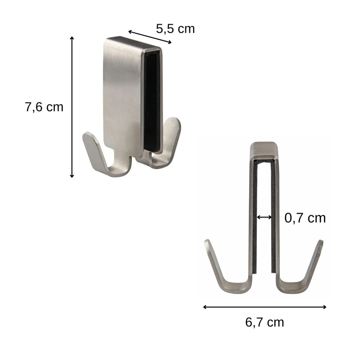 Lot de 2 doubles crochets pour paroi de douche en inox Fackelmann Tecno