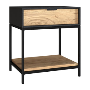 Table de chevet en bois et métal noir 1 tiroir - Jakson