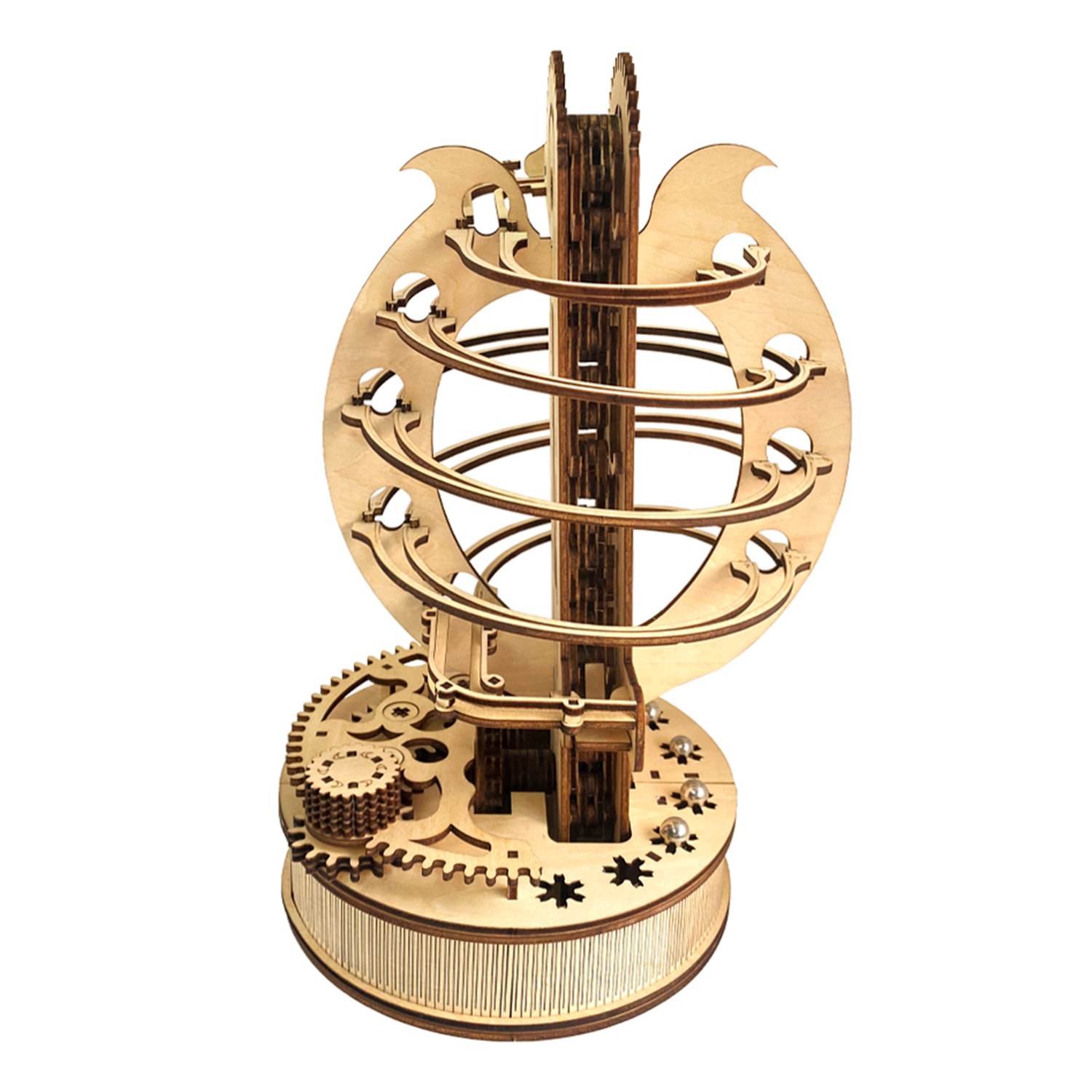 Maqueta de Madera 3D, con movimiento mecánico diseño de pista de bolas Mecánicas. 324 Piezas.