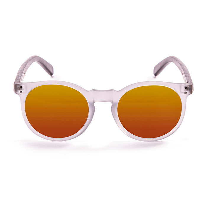 Gafas de sol OCEAN LIZARD WOOD - De brazo de bambú con montura transparente blanco / Revo roja con