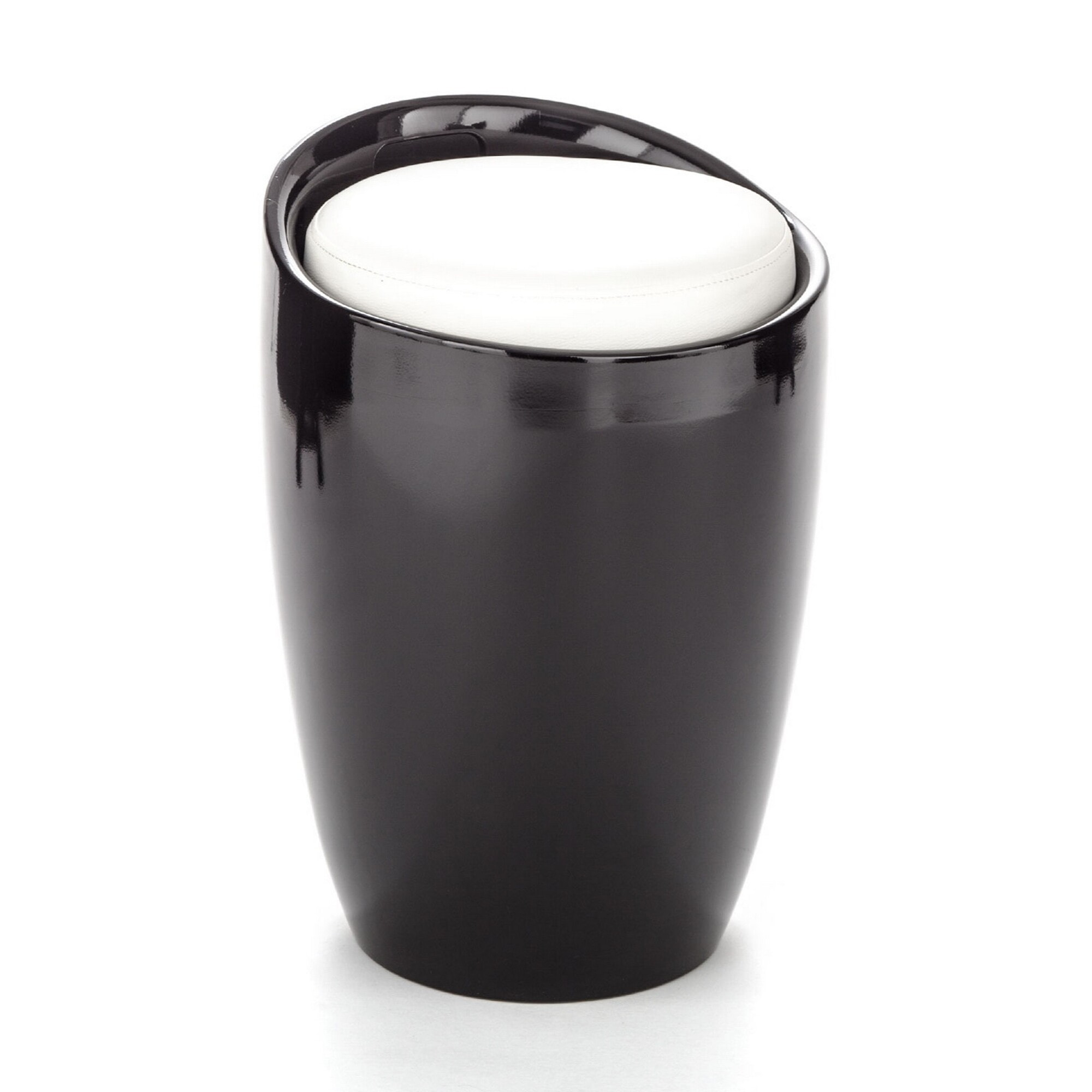 Pouf coffre de rangement Tomasucci PILLOW BLACK, en PVC et similicuir, noir
