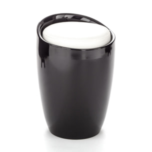 Pouf coffre de rangement Tomasucci PILLOW BLACK, en PVC et similicuir, noir