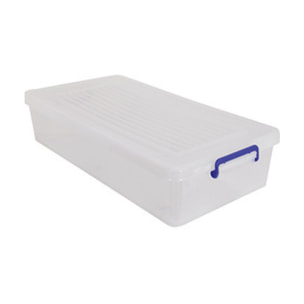 Boite de rangement à roulettes Blanc Transparent 35L MSV