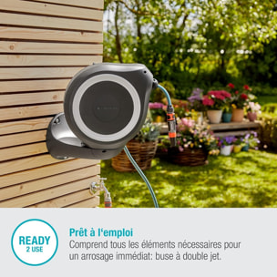 Dévidoir automatique mural RollUp S - 15 m - GARDENA - Blanc - 18602-20