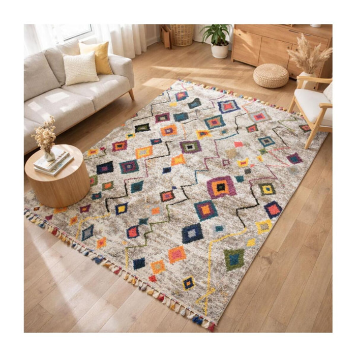 Tapis Guno multicolore motif traditionnel berbère