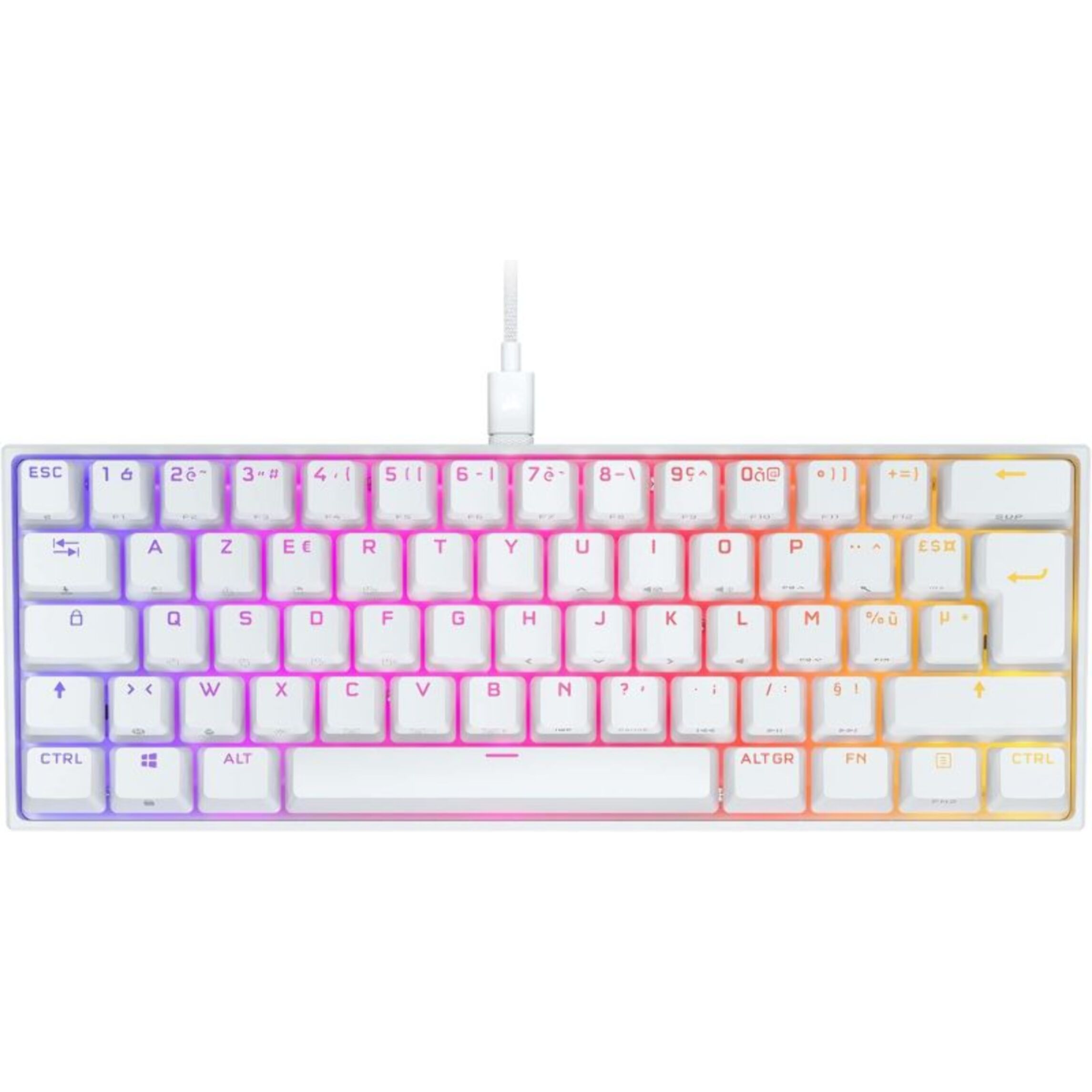 Clavier gamer CORSAIR K65 RGB MINI CHERRY MX Red Blanc
