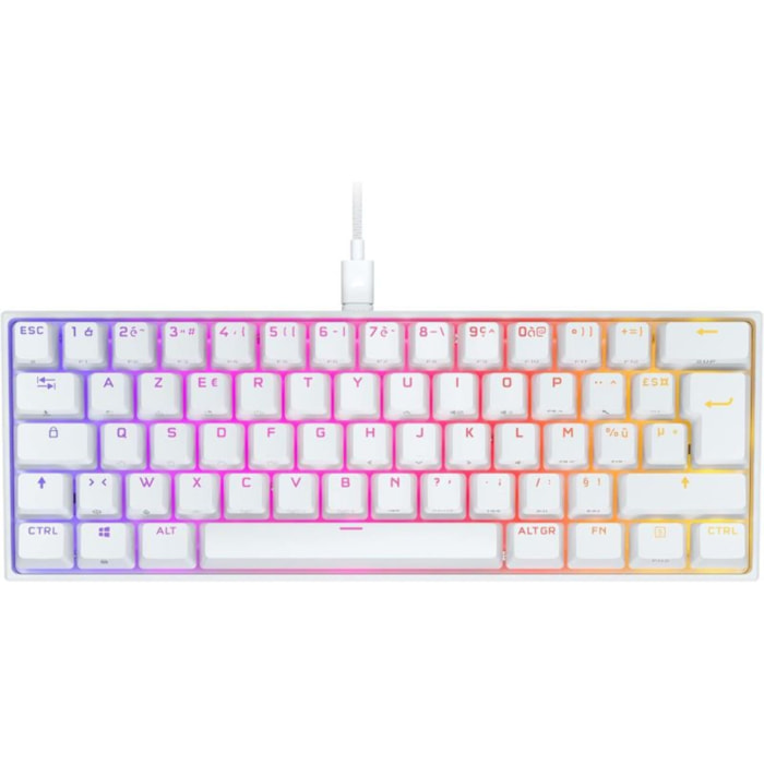 Clavier gamer CORSAIR K65 RGB MINI CHERRY MX Red Blanc