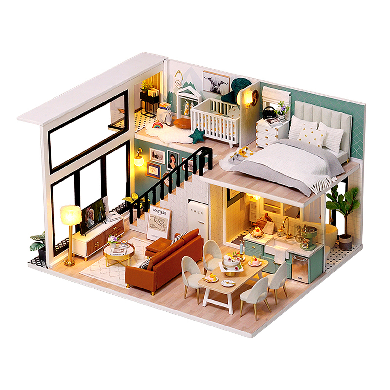 Dúplex Confortable. Maqueta 3D realista con gran detalle y luces led.