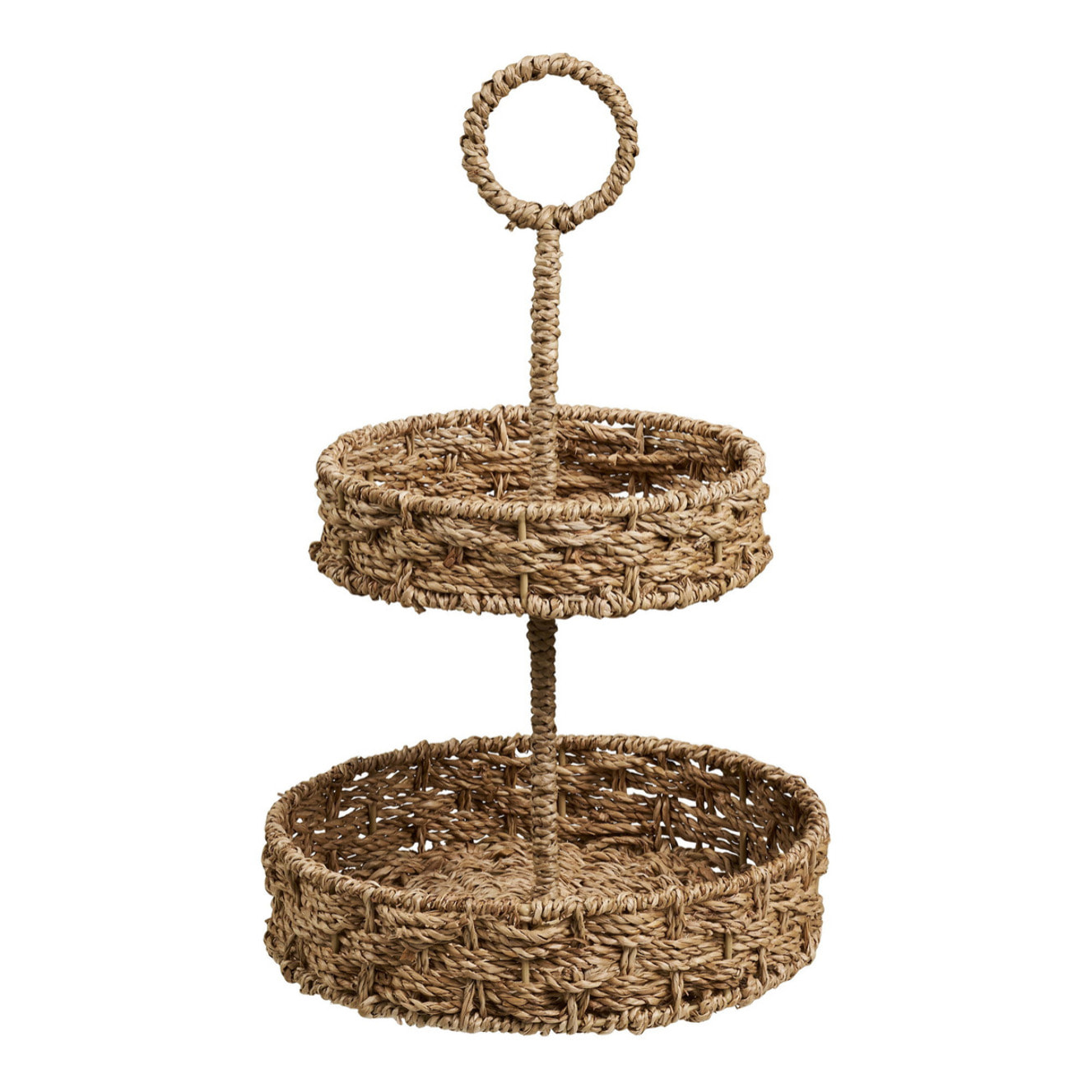 Vassoio Rifbjerg a 2 ripiani in seagrass naturale intrecciato ø25 cm