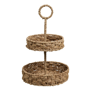 Vassoio Rifbjerg a 2 ripiani in seagrass naturale intrecciato ø25 cm