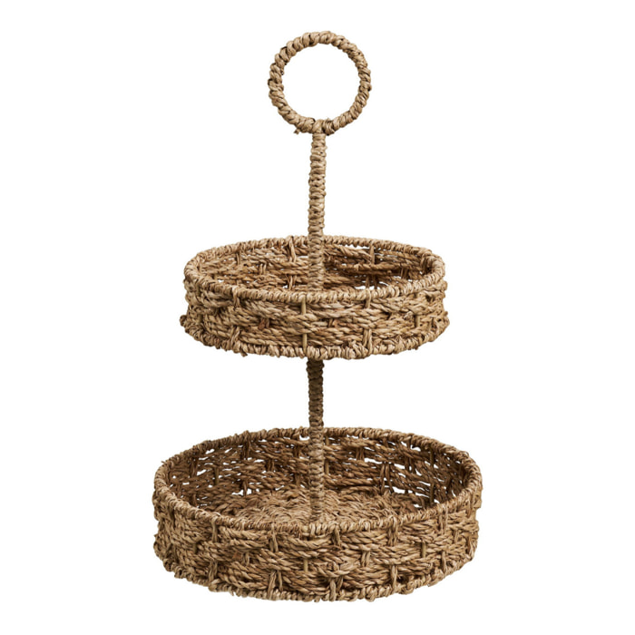 Vassoio Rifbjerg a 2 ripiani in seagrass naturale intrecciato ø25 cm