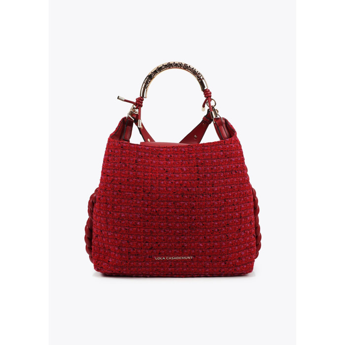 Borsa shopper con manico metallico personalizzato tessuto tweed