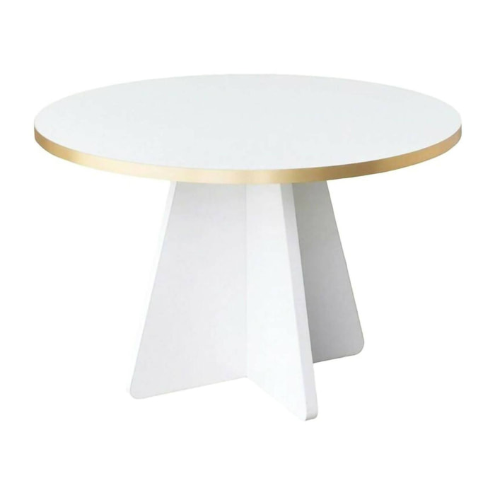 Tavolino da salotto Armanda, Tavolo basso da caffè, Portariviste per divano, Ripiano da soggiorno, 60x60h40 cm, Oro e Bianco