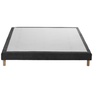 Sommier tapissier EDEN gris anthracite, bois massif, chenille bouclettes