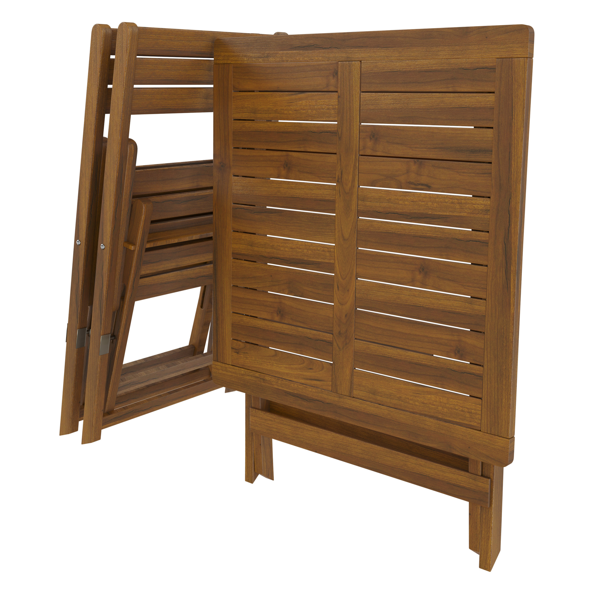 Set Tavolino E 2 Sedie Bistrot In Legno Acacia Pieghevole Portatile Facile Da Chiudere Comodo Trasporto Tavolo Quadrato Esterno Giardino 74x70x70 Cm