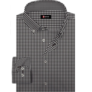 Camicia Uomo 1 Bottone Button Down Slim Cotone Quadro Piccolo Bianco e Blu