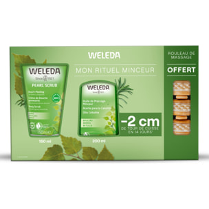 WELEDA - Coffret Minceur (Huile de Massage Minceur 200 ml + Crème de Douche Gommante 150 ml au Bouleau + Rouleau Massant)