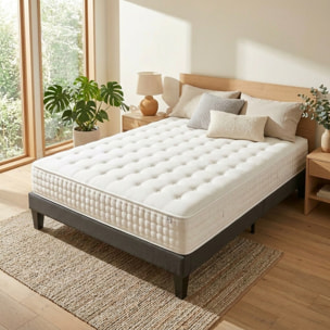 Ensemble Matelas Vendôme & Sommier KIT15, 25 cm, Mémoire de Forme et Mousse Supersoft, Technologie tri-Lattes, Soutien ferme