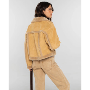 Chaqueta corta de mujer efecto piel vuelta de mujer