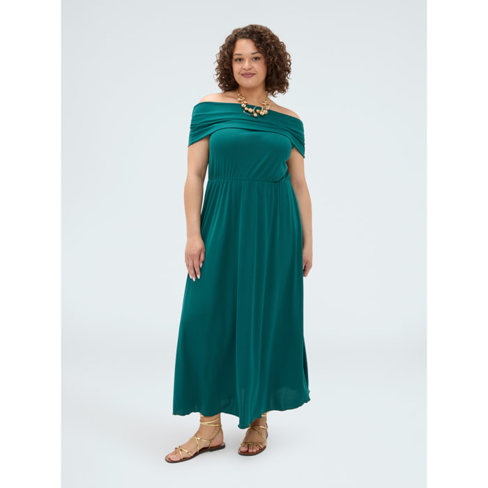 Fiorella Rubino - Vestido largo Chill off-shoulder en jersey - Verde