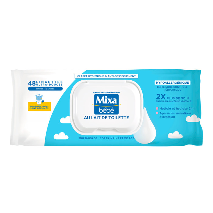 Lot de 18 - Mixa Bébé Lingettes Au Lait De Toilettes Mixa x48