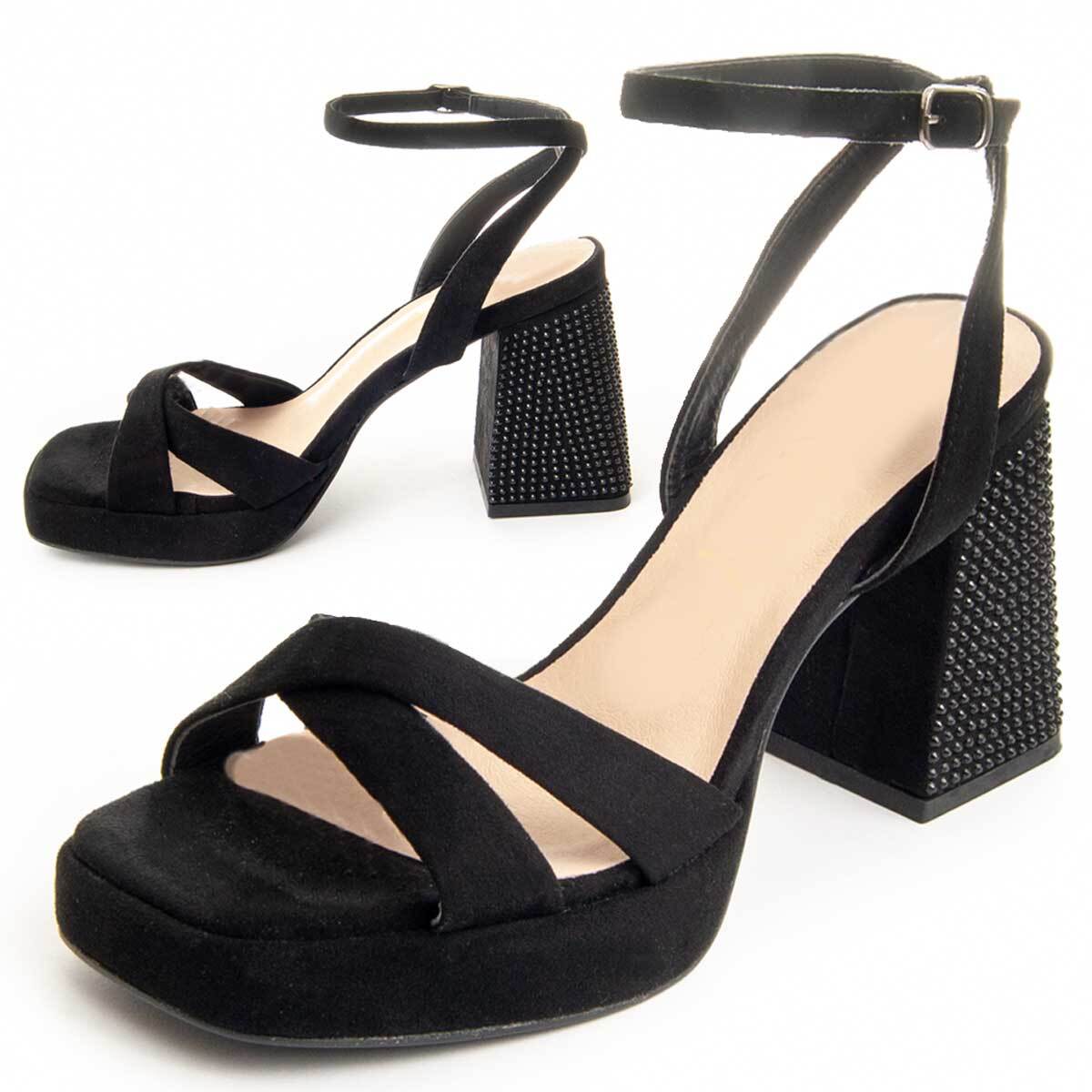 Sandalias De Tacón - Negro - Altura: 10 cm