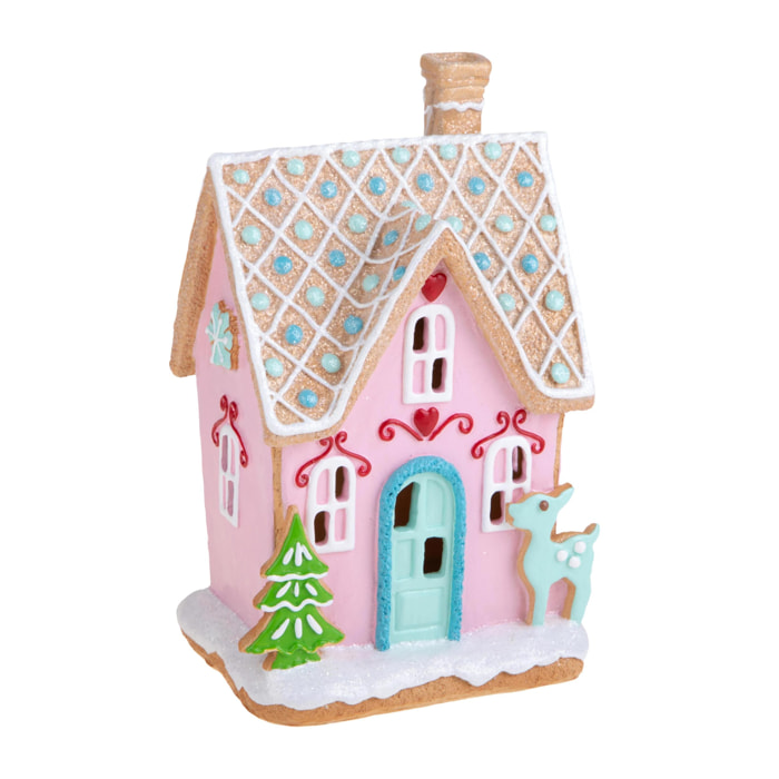 Casetta Gingerbread con Led - Pezzi 1 - Colore Bianco - 15x23Hx12cm - Bianchi Dino
