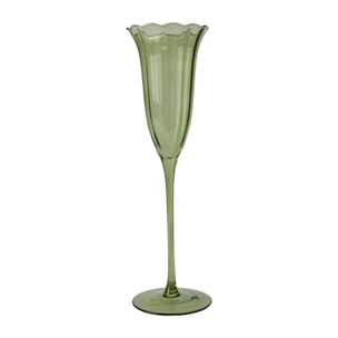 Lot de 4 flûtes en verre en forme de fleur 17cl vertes EDEN