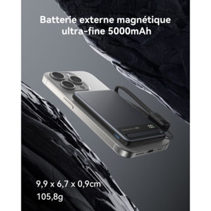 Batterie externe INIU 5000 mAh MagPro slim noir