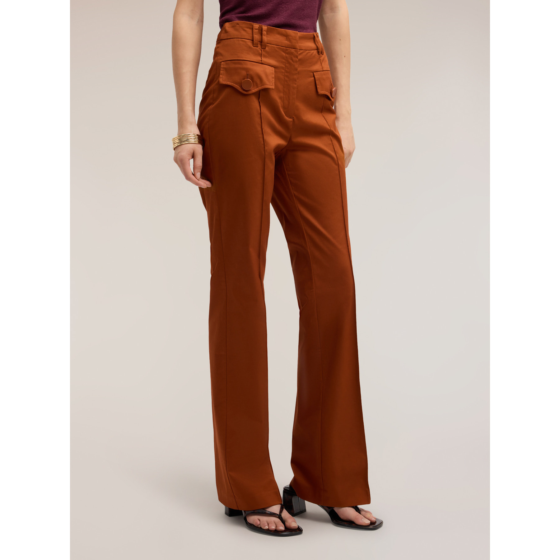 Motivi - Pantaloni flare con tasche - Marrone