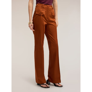 Motivi - Pantaloni flare con tasche - Marrone