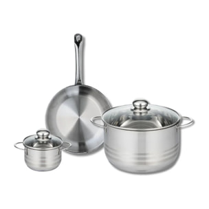 Ensemble de 1 Poêle de cuisson 24 cm et 2 faitouts 12 et 24 cm Elo Profi Brillant