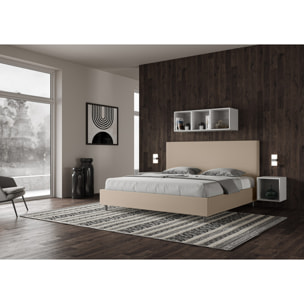 Lit king size coffre rembourré 200x210 similicuir taupe Focus