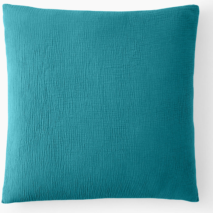 Paire de Taies D'oreiller 100% Gaze De Coton Bleu Enamel