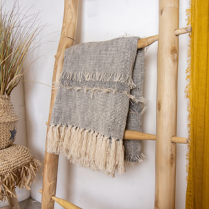 Plaid en coton beige et noir 150cm SHERPA