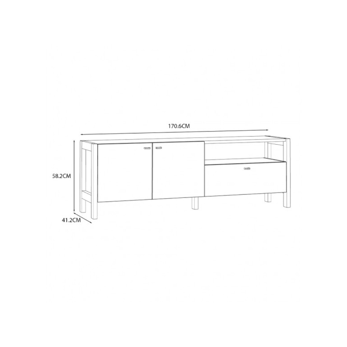 Meuble TV moderne en bois effet chêne et blanc avec rangements - VIK