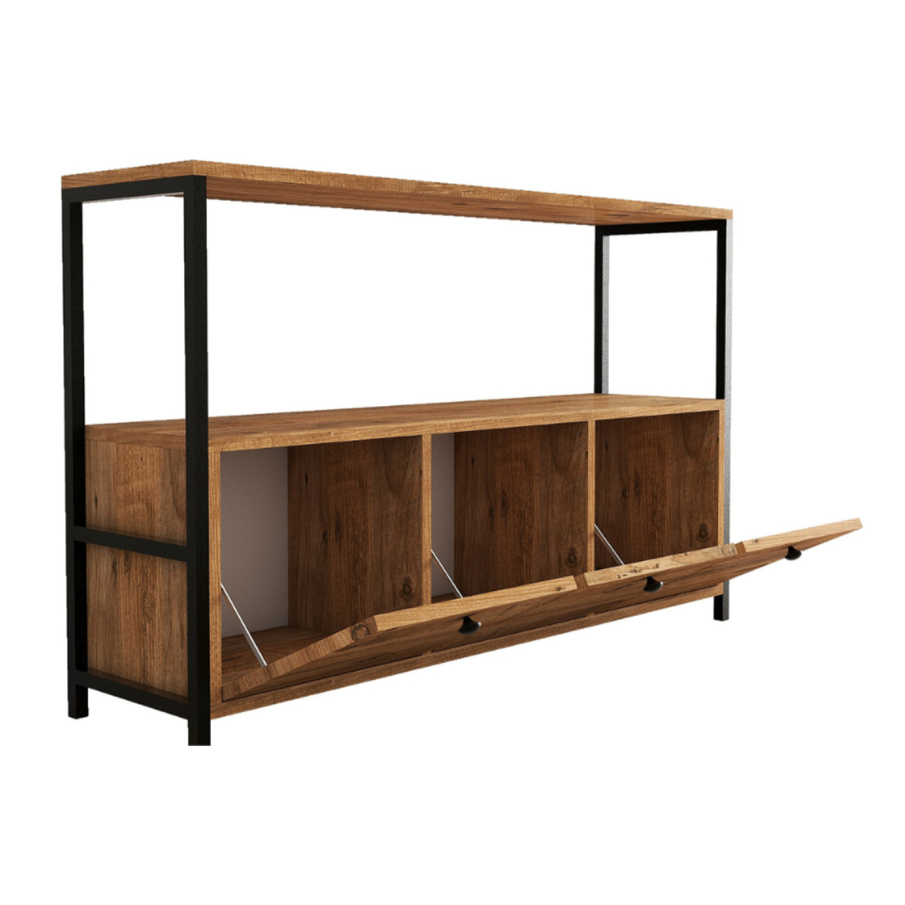 Buffet 3 portes style industriel bois/noir MELO